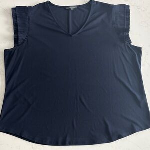 Adrianna Papell - Dark Blue Blouse with Ruffled Sleeves - Woman’s XXL